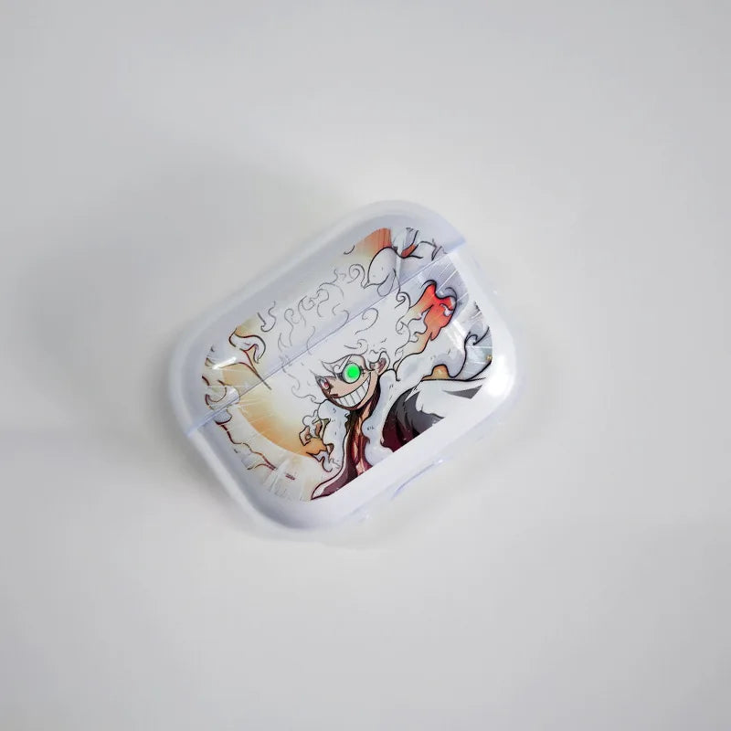 Luffy Gear 5 Glowing Eyes Earphone Phone Case for Apple Airpods 1 2 3 Pro 4 Pro2 2Nd Cartoon Headset Headphone Cover