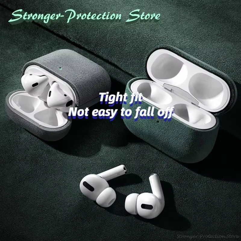 Italian Suede Leather Case for Airpods Pro 2 for Airpods Pro 3 Airpods 4 3 Case Luxury Artificial Leather All Inclusive Case