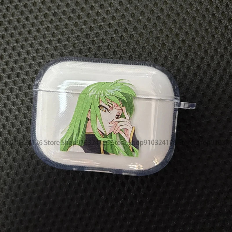 Luxury Comic Code Geass C.C.Cleartransparent Earphone Case for Airpods Pro 3 2025 Soft Clear Cover for Airpods 4 Shockproof Case