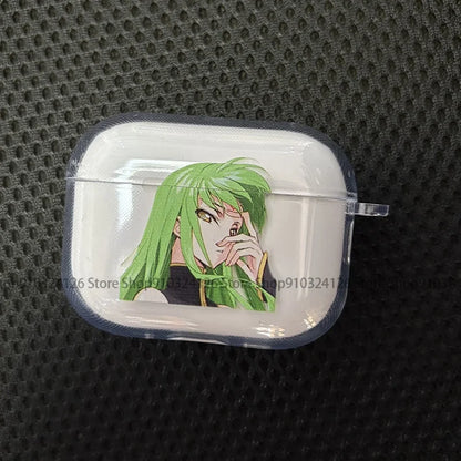 Luxury Comic Code Geass C.C.Cleartransparent Earphone Case for Airpods Pro 3 2025 Soft Clear Cover for Airpods 4 Shockproof Case