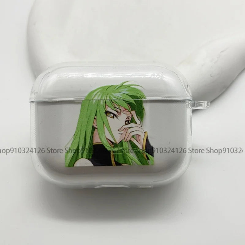 Luxury Comic Code Geass C.C.Cleartransparent Earphone Case for Airpods Pro 3 2025 Soft Clear Cover for Airpods 4 Shockproof Case