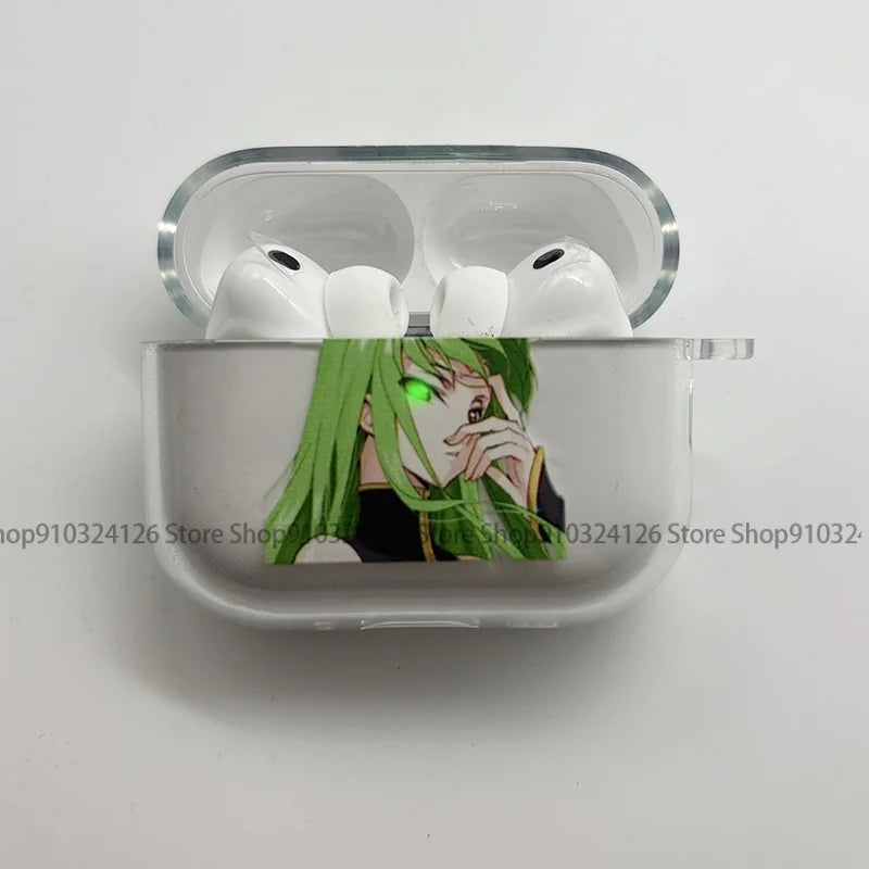Luxury Comic Code Geass C.C.Cleartransparent Earphone Case for Airpods Pro 3 2025 Soft Clear Cover for Airpods 4 Shockproof Case