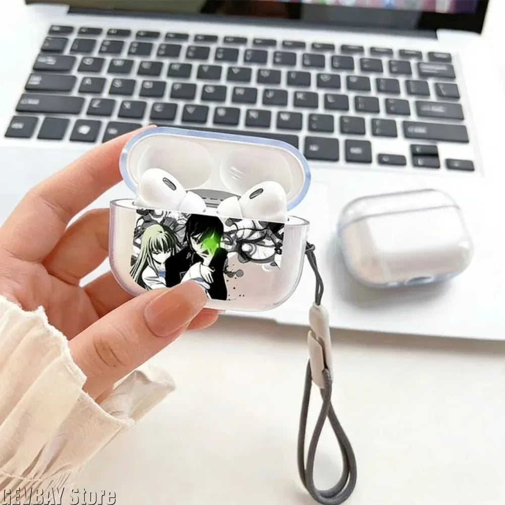 Anime Lelouch Rebellion Case TPU Case for Airpods 4 Pro 1 2 3 Clear Transparent Bluetooth Earphone Case