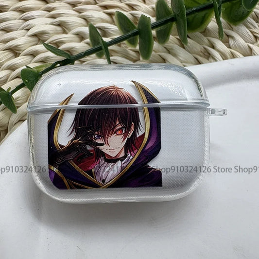 Cool Code Geass Lelouch Japan Anime Case Soft Silicone TPU Case for Airpods4 Pro 1 2 3 Clear Transparent Bluetooth Earphone Case