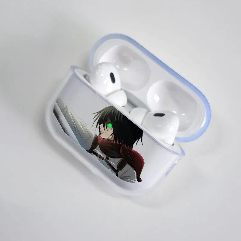 A-Attack on T-Titan M-Mikasa A-Ackerman-Ma Airpods Case for Airpods 4 Pro 1 2 3 Clear Transparent Bluetooth Earphone Case
