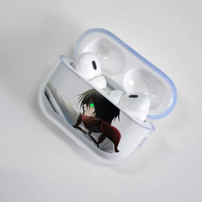 A-Attack on T-Titan M-Mikasa A-Ackerman-Ma Airpods Case for Airpods 4 Pro 1 2 3 Clear Transparent Bluetooth Earphone Case