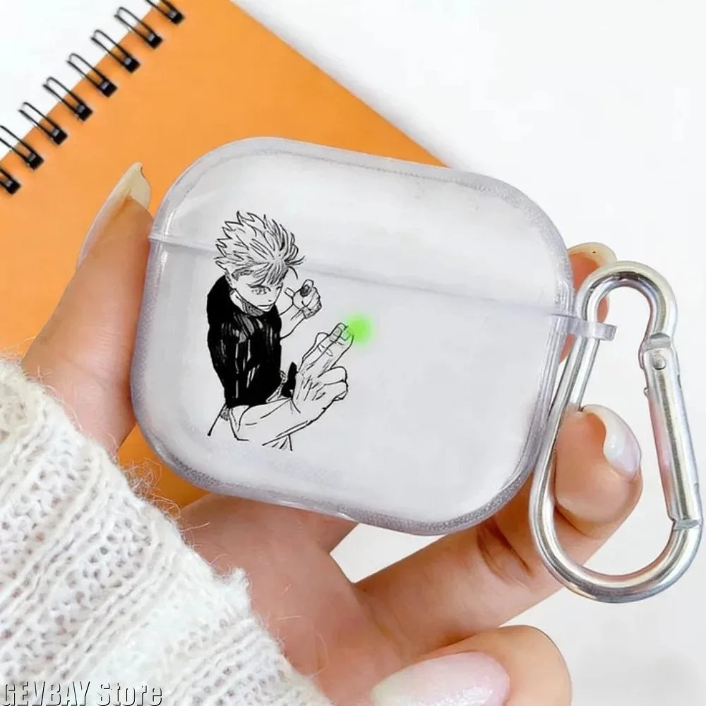 Anime Gojo Satoru Transparent Case for Airpods Pro 3 2 1 4 Cute Cartoon Japanese Cases TPU Earphone Cover
