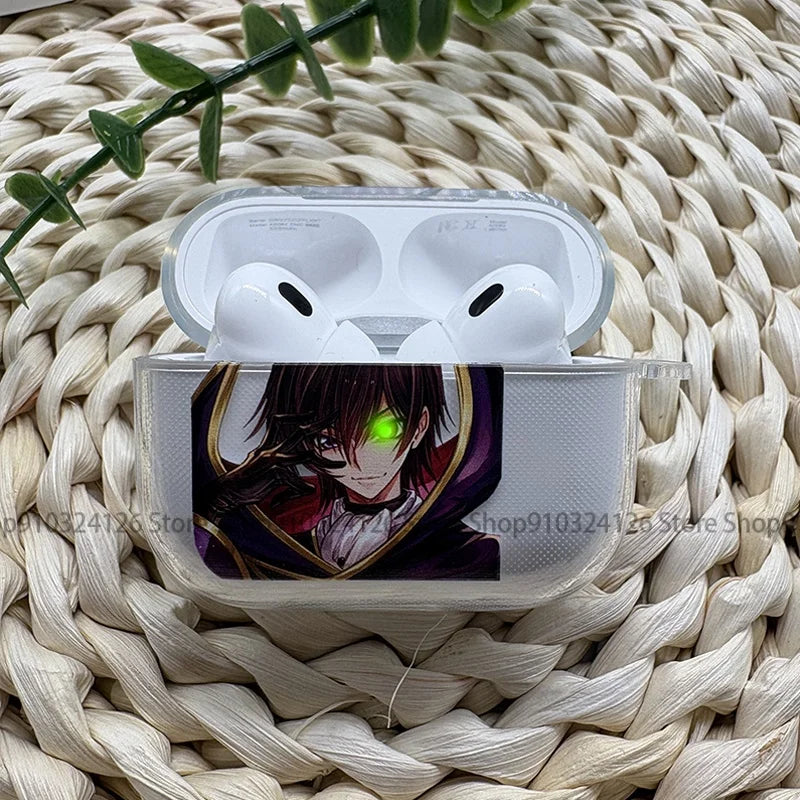 Cool Code Geass Lelouch Japan Anime Case Soft Silicone TPU Case for Airpods4 Pro 1 2 3 Clear Transparent Bluetooth Earphone Case