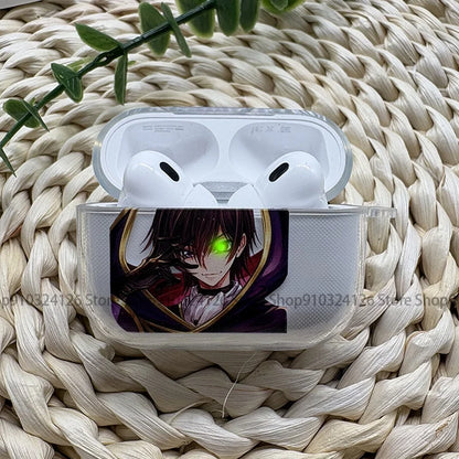 Cool Code Geass Lelouch Japan Anime Case Soft Silicone TPU Case for Airpods4 Pro 1 2 3 Clear Transparent Bluetooth Earphone Case