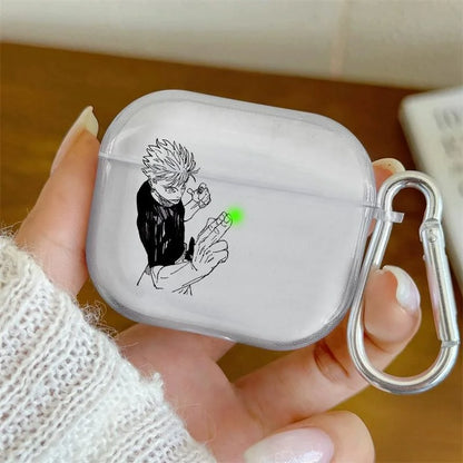 Anime Gojo Satoru Transparent Case for Airpods Pro 3 2 1 4 Cute Cartoon Japanese Cases TPU Earphone Cover