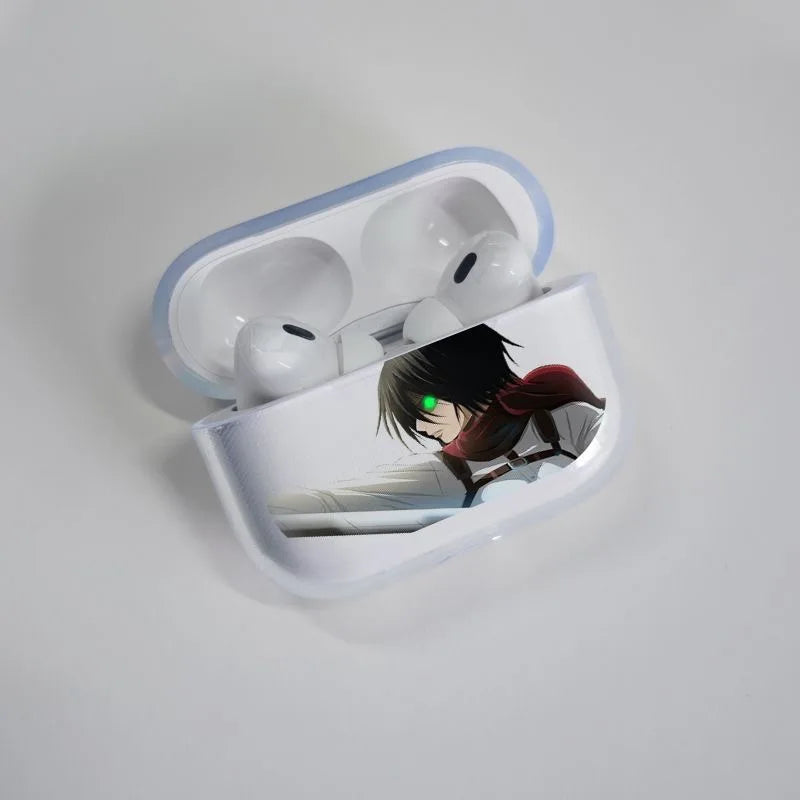A-Attack on T-Titan M-Mikasa A-Ackerman-Ma Airpods Case for Airpods 4 Pro 1 2 3 Clear Transparent Bluetooth Earphone Case