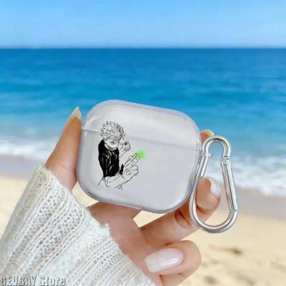 Anime Gojo Satoru Transparent Case for Airpods Pro 3 2 1 4 Cute Cartoon Japanese Cases TPU Earphone Cover