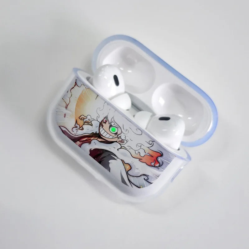 Luffy Gear 5 Glowing Eyes  Earphone Phone Case for Apple Airpods 1 2 3 Pro 4 Pro2 2Nd Cartoon Headset Headphone Cover