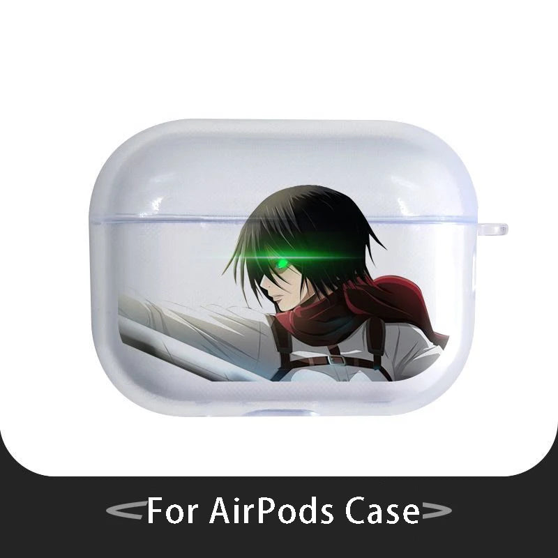 A-Attack on T-Titan M-Mikasa A-Ackerman-Ma Airpods Case for Airpods 4 Pro 1 2 3 Clear Transparent Bluetooth Earphone Case
