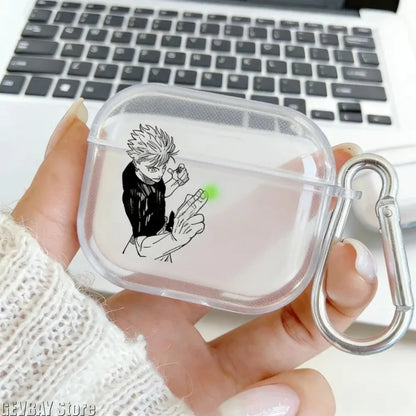 Anime Gojo Satoru Transparent Case for Airpods Pro 3 2 1 4 Cute Cartoon Japanese Cases TPU Earphone Cover