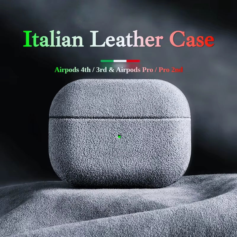 Italian Suede Leather Case for Airpods Pro 2 for Airpods Pro 3 Airpods 4 3 Case Luxury Artificial Leather All Inclusive Case