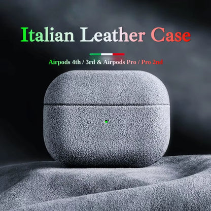 Italian Suede Leather Case for Airpods Pro 2 for Airpods Pro 3 Airpods 4 3 Case Luxury Artificial Leather All Inclusive Case