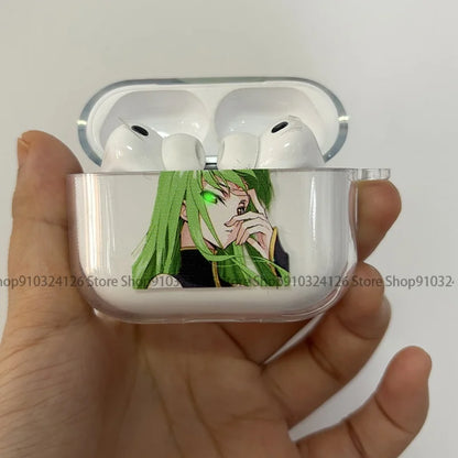 Luxury Comic Code Geass C.C.Cleartransparent Earphone Case for Airpods Pro 3 2025 Soft Clear Cover for Airpods 4 Shockproof Case