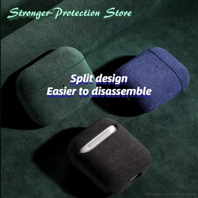 Italian Suede Leather Case for Airpods Pro 2 for Airpods Pro 3 Airpods 4 3 Case Luxury Artificial Leather All Inclusive Case